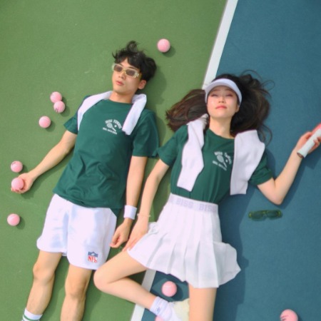 Stephanie Soo with her brother Jason on the Tennis court. 